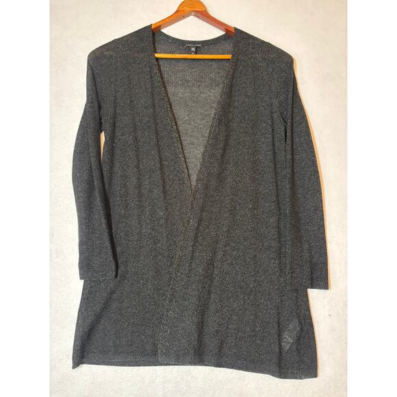 Eileen Fisher Cardigan Tencel Wool Open Front Gray Women's Small Lightweight - Picture 2 of 8